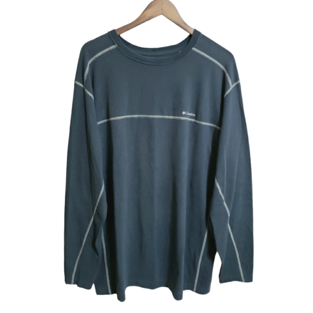 Columbia Omni-Dry Blue and White Long Sleeve Shirt Tee Men's Size XXL